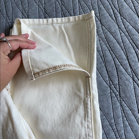 NWT House Of Harlow 1960 Creme White Super High Rise Straight Ankle Slit Jeans - Picture 6 of 7